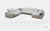 Geranium 6pc Modern Motion Leather Sectional with Storage
