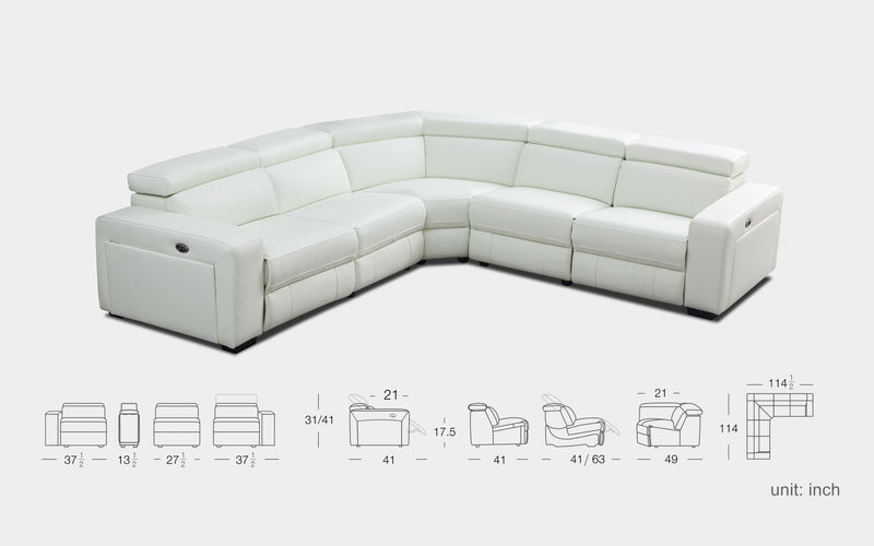 Peonia 5pc Small Modern Motion Reclining Sectional