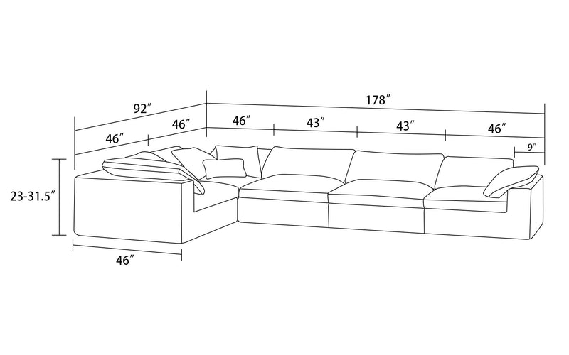 Zephyrus 5pc Modern Motion Sectional Sofa