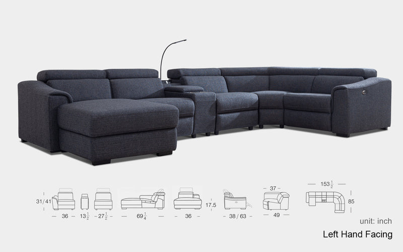 Violetta 6pc Modern Motion Reclining Sectional