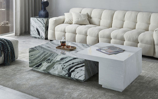 Elestria Marble Wooden Coffee Table