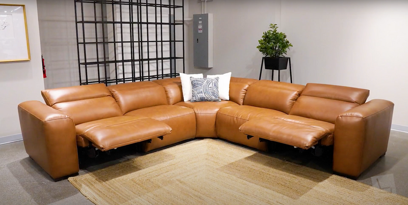 Rosabella 5pc Modern Leather Reclining Sectional