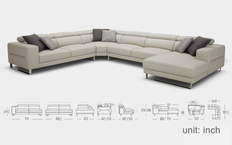 Papaveri Modern Motion Sectional Sofa with Chaise