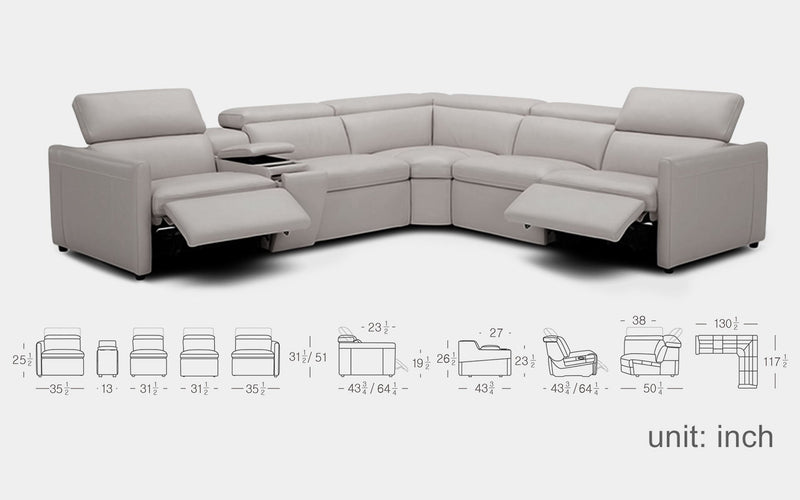 Ponente 6pc Modern Motion Reclining Sectional